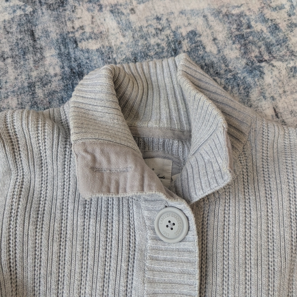 EUC L.O.G.G. Label Of Graded Goods H&M Gray Button Front Tie Waist Sweater Sz M - Picture 5 of 11